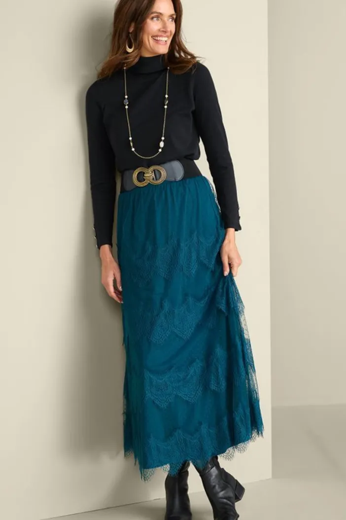 Soft Surroundings Skirts|Frederica Lace Maxi Skirt SailorBlue