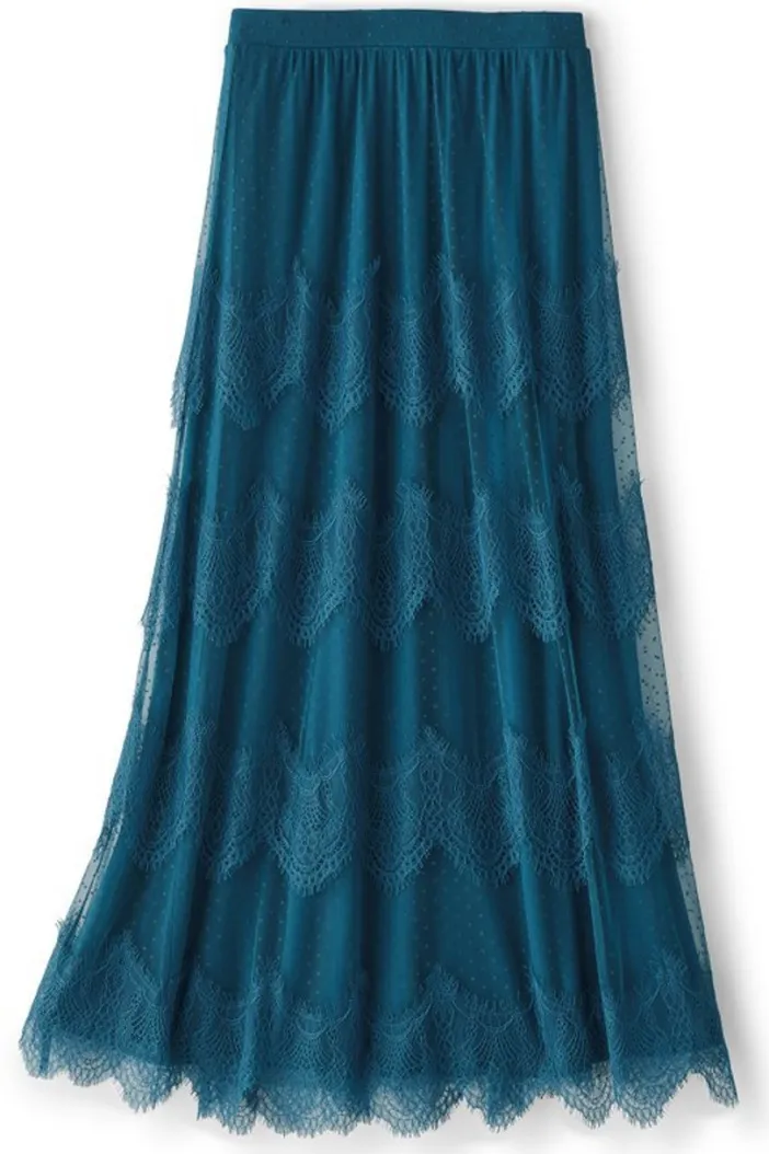 Soft Surroundings Skirts|Frederica Lace Maxi Skirt SailorBlue