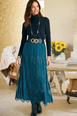 Soft Surroundings Skirts|Frederica Lace Maxi Skirt SailorBlue
