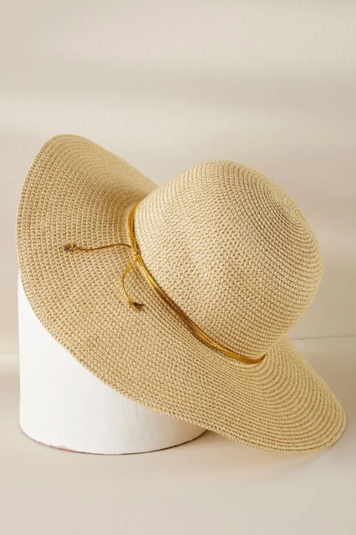Soft Surroundings Hats|Golda Floppy Hat Natural/Gold