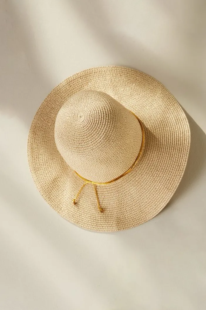Soft Surroundings Hats|Golda Floppy Hat Natural/Gold
