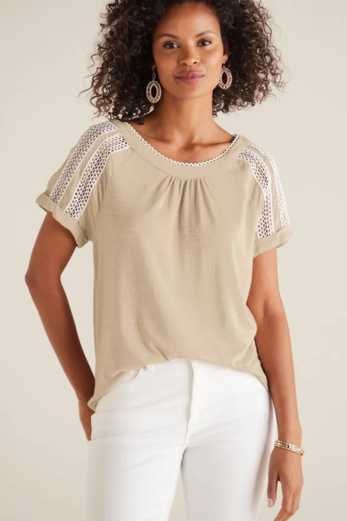Soft Surroundings Tops|Halle Short Sleeve Top LightTaupe