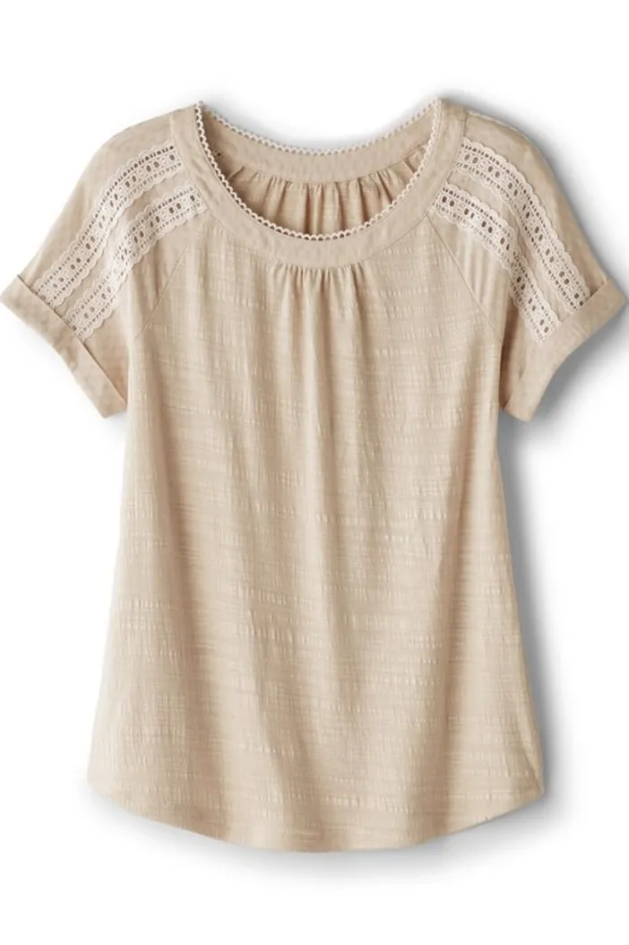 Soft Surroundings Tops|Halle Short Sleeve Top LightTaupe