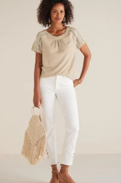 Soft Surroundings Tops|Halle Short Sleeve Top LightTaupe