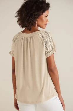 Soft Surroundings Tops|Halle Short Sleeve Top LightTaupe