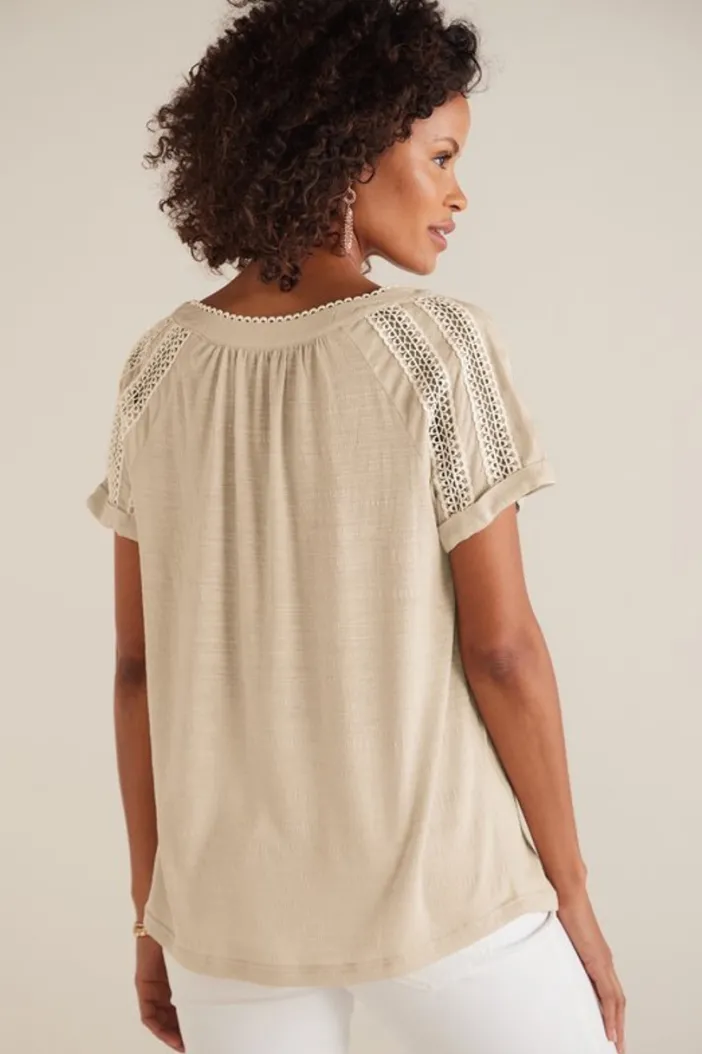 Soft Surroundings Tops|Halle Short Sleeve Top LightTaupe