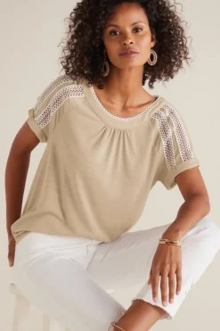 Soft Surroundings Tops|Halle Short Sleeve Top LightTaupe