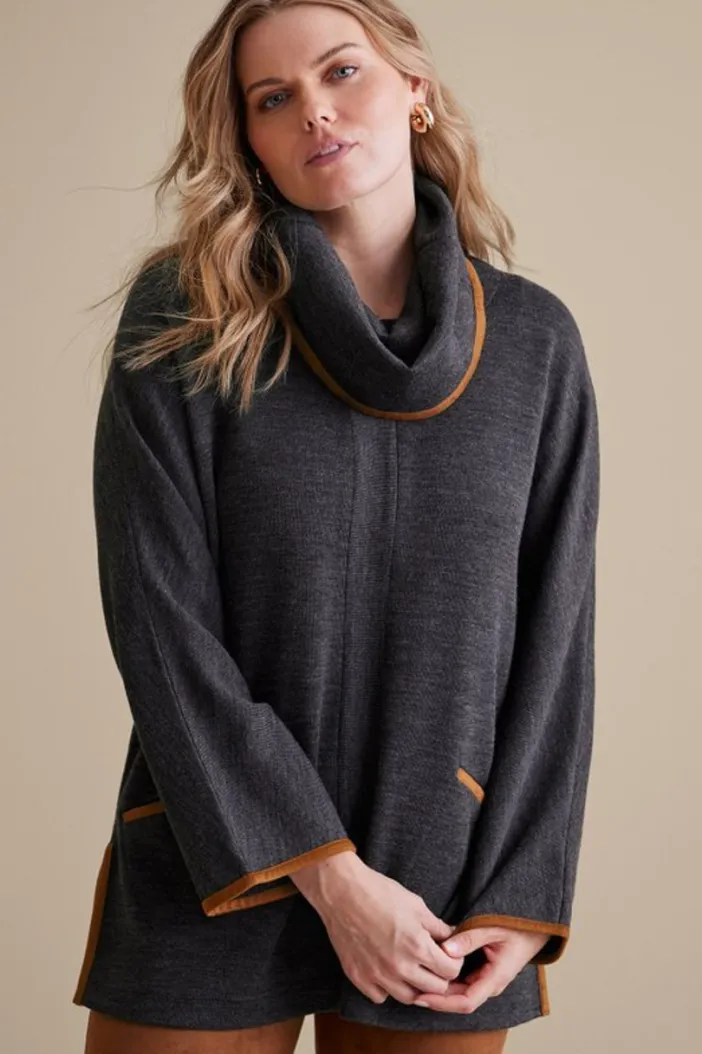Soft Surroundings Tops|Hanna Convertible Tunic CharcoalHeather