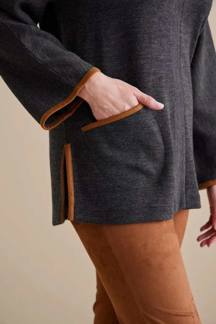 Soft Surroundings Tops|Hanna Convertible Tunic CharcoalHeather