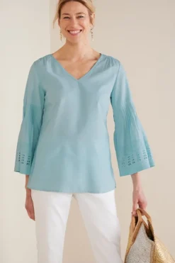 Soft Surroundings Tops|Heloise Eyelet Sleeve Tunic