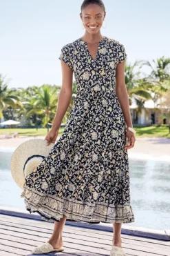 Soft Surroundings Dresses|Hollis Midi Dress LisbonFloralNeutral