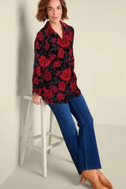 Soft Surroundings Tops|Icon Silk Velvet Poets Tunic Shirt