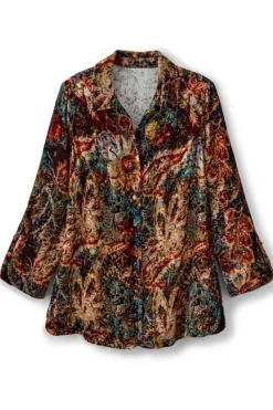 Soft Surroundings Tops|Icon Silk Velvet Poets Tunic Shirt