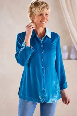 Soft Surroundings Tops|Icon Silk Velvet Poets Tunic Shirt