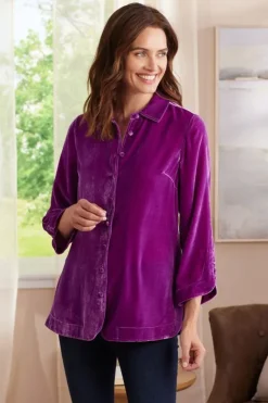 Soft Surroundings Tops|Icon Silk Velvet Poets Tunic Shirt