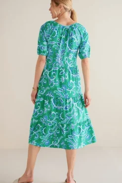 Soft Surroundings Dresses|Ilana Midi Dress GreenLeafIkat