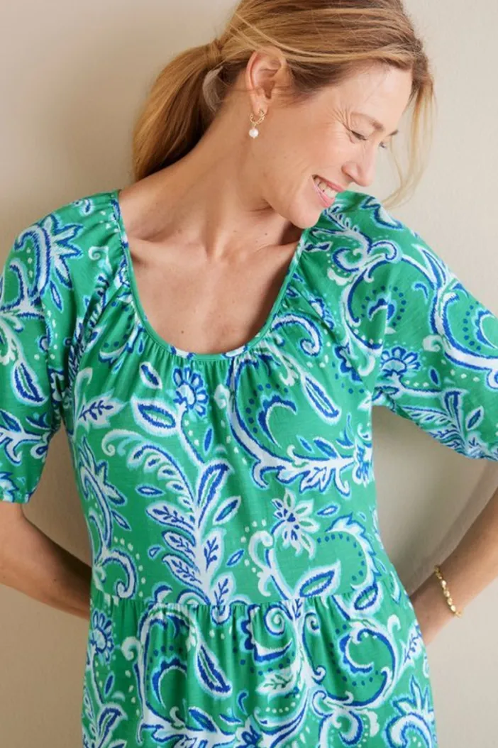 Soft Surroundings Dresses|Ilana Midi Dress GreenLeafIkat