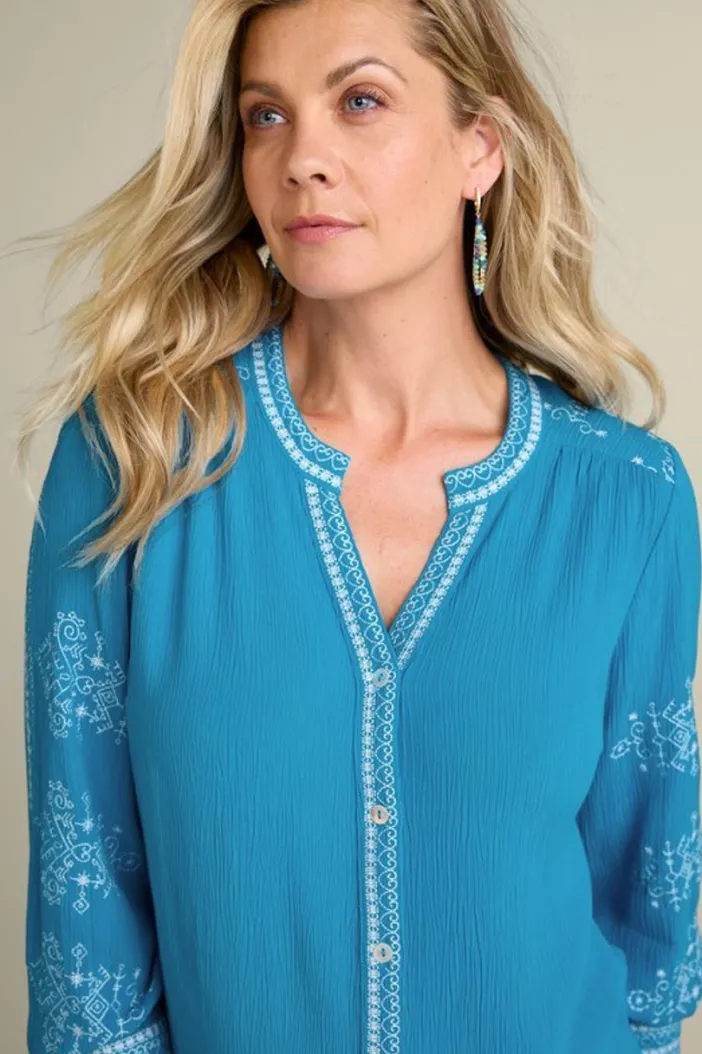 Soft Surroundings Tops|Tunics & Leggings|Imane Gauze Tunic BlueDanube
