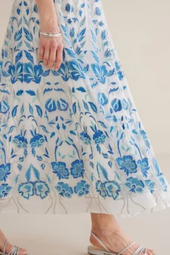 Soft Surroundings Skirts|Imani Maxi Skirt BlueDreamEmbroidery