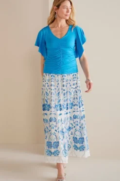 Soft Surroundings Skirts|Imani Maxi Skirt BlueDreamEmbroidery