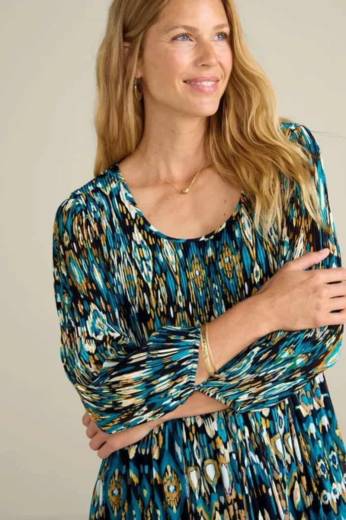 Soft Surroundings Tops|Tunics & Leggings|Imrie 3/4 Sleeve Tunic MenaraIkatBlue