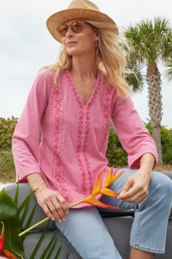 Soft Surroundings Tops|Tunics & Leggings|Ingrid Embroidered Tunic AzaleaPink