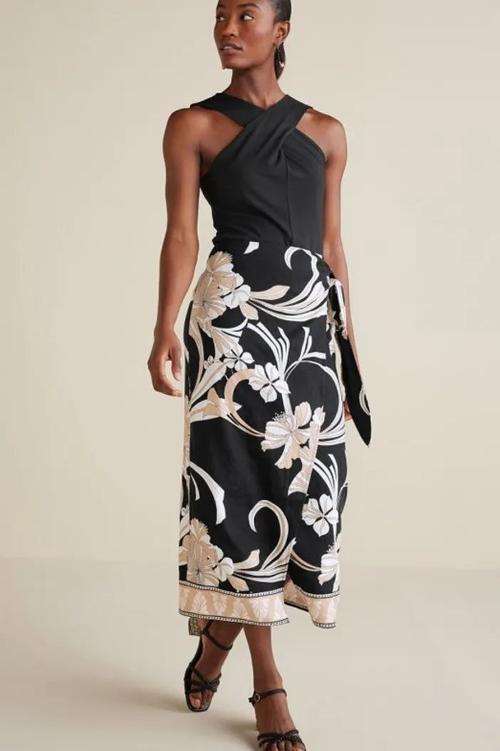 Soft Surroundings Skirts|Isla Stretch Linen Midi Skirt GoldenBotanicals