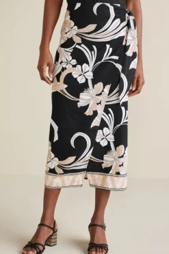 Soft Surroundings Skirts|Isla Stretch Linen Midi Skirt GoldenBotanicals