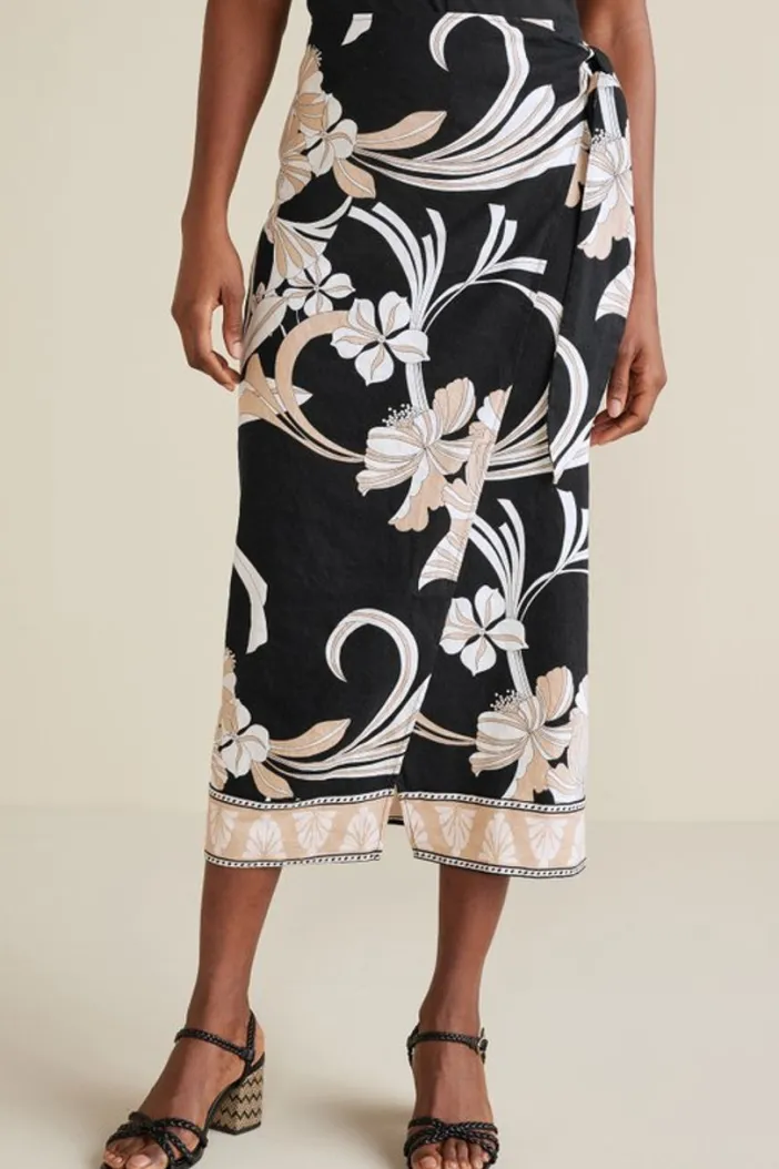 Soft Surroundings Skirts|Isla Stretch Linen Midi Skirt GoldenBotanicals