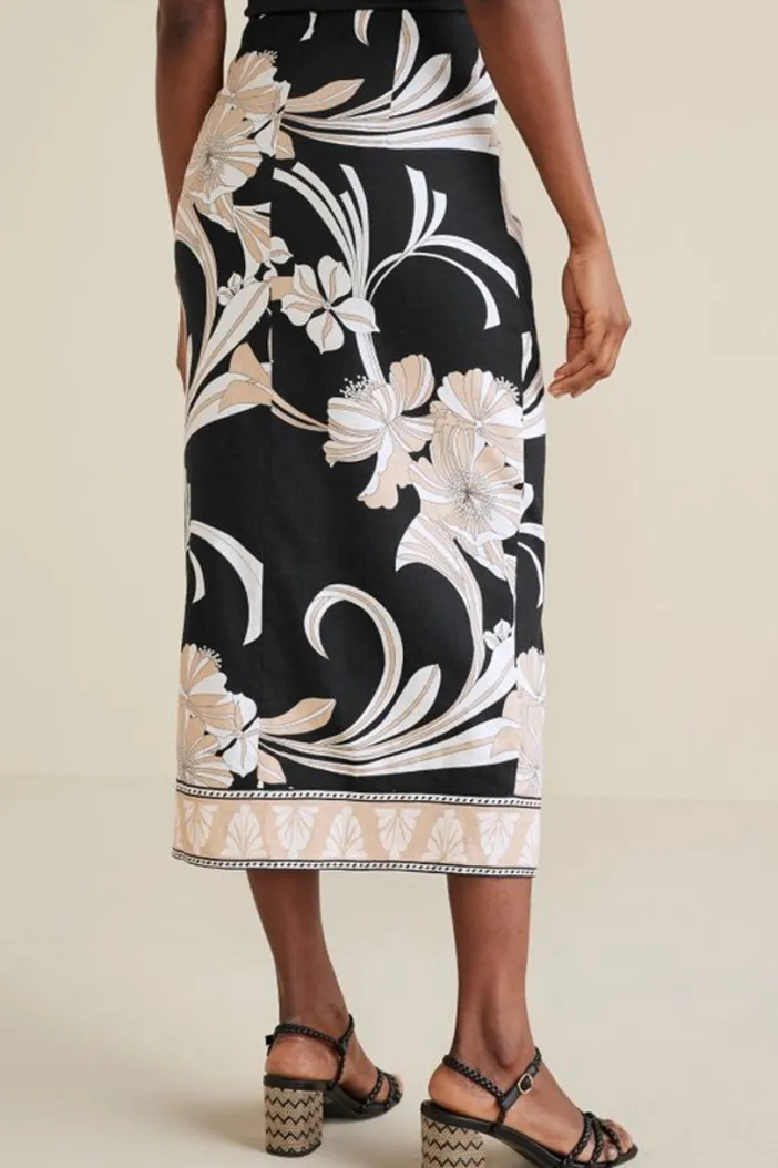 Soft Surroundings Skirts|Isla Stretch Linen Midi Skirt GoldenBotanicals