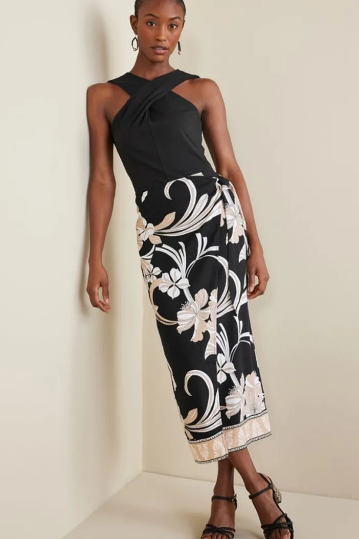 Soft Surroundings Skirts|Isla Stretch Linen Midi Skirt GoldenBotanicals