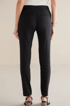 Soft Surroundings Pants|Isla Stretch Linen Slim Leg Pants Black