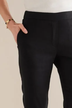 Soft Surroundings Pants|Isla Stretch Linen Slim Leg Pants Black