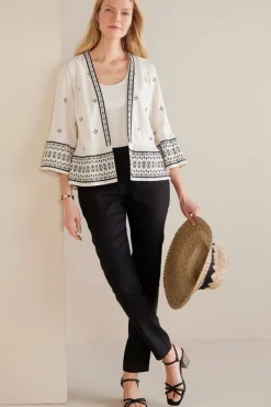 Soft Surroundings Pants|Isla Stretch Linen Slim Leg Pants Black