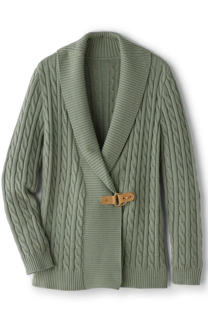 Soft Surroundings Tops|Sweaters & Cardigans|Ivey Cable Knit Cardigan AgaveGreen