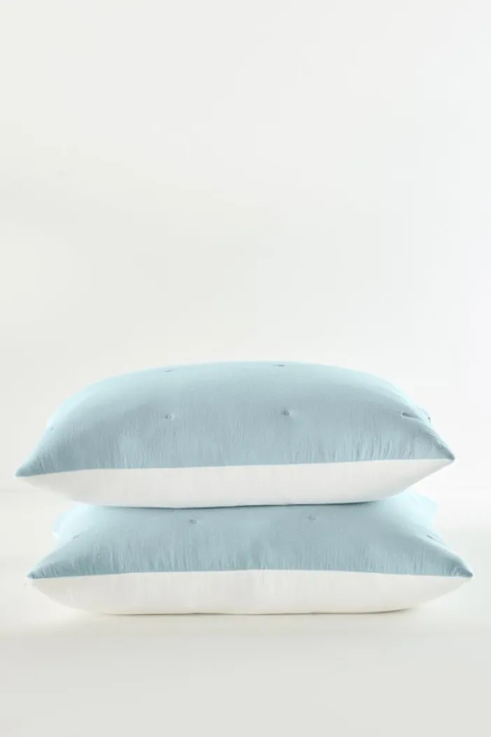 Soft Surroundings Bedding|Bedding Collections|Ivy May Reversible Gauze Sham Indigo/White