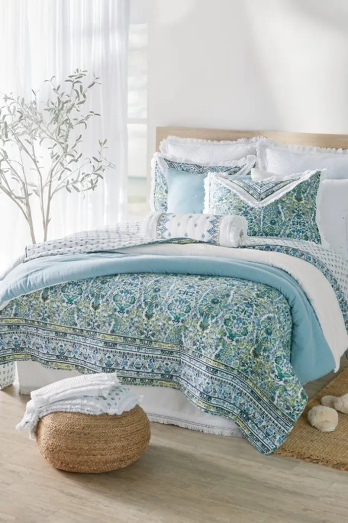 Soft Surroundings Bedding|Bedding Collections|Ivy May Reversible Gauze Sham Indigo/White
