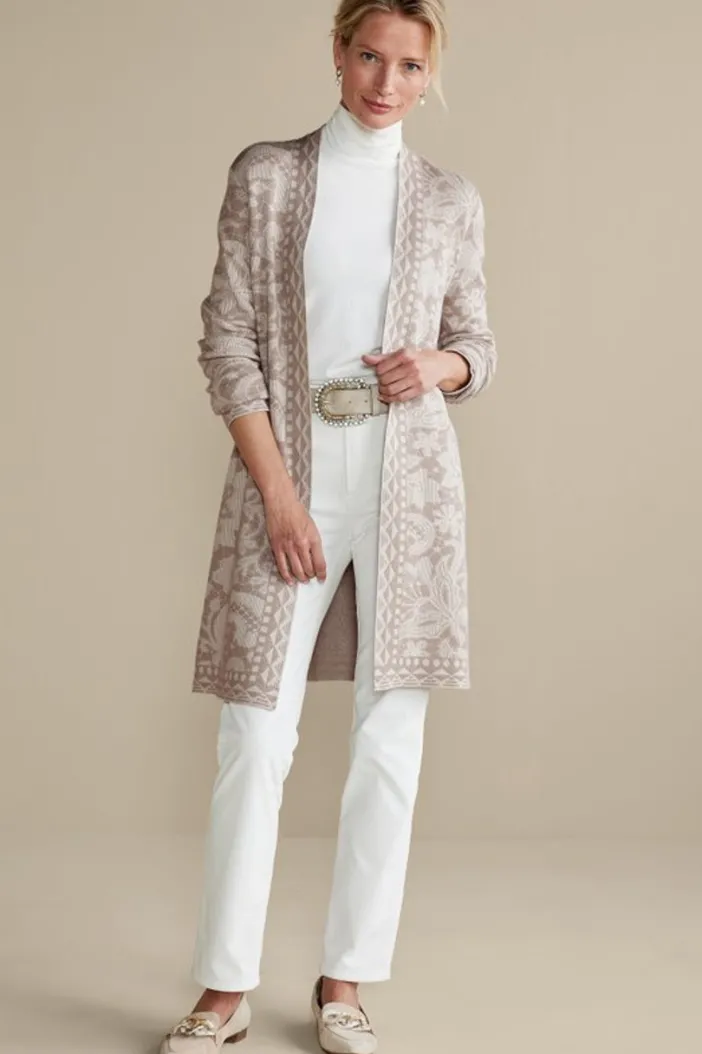 Soft Surroundings Tops|Sweaters & Cardigans|Ivy Shimmer Long Cardigan NeutralFloral