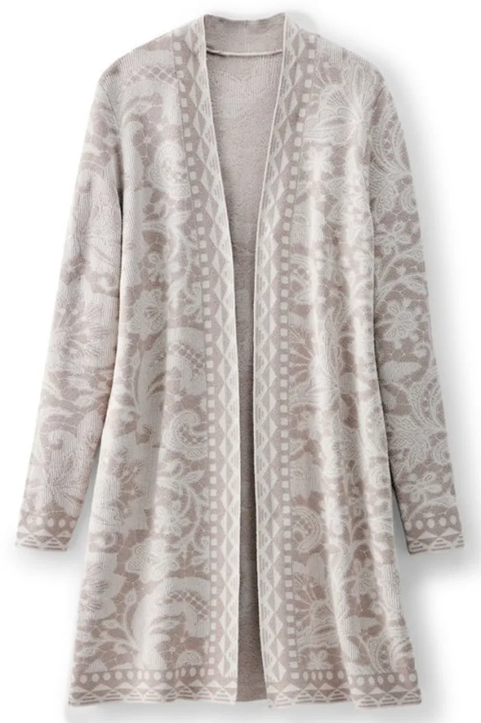 Soft Surroundings Tops|Sweaters & Cardigans|Ivy Shimmer Long Cardigan NeutralFloral