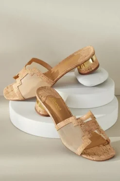 Soft Surroundings Shoes|J. Renee Amorra Mesh Slide Cork/Gold