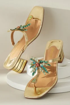Soft Surroundings Shoes|J. Renee Palmy Slide Sandal Gold/Multi