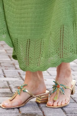 Soft Surroundings Shoes|J. Renee Palmy Slide Sandal Gold/Multi