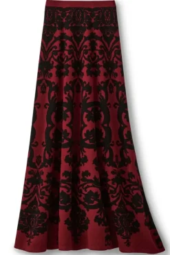 Soft Surroundings Skirts|Jacobean Sweater Skirt RedBaroque