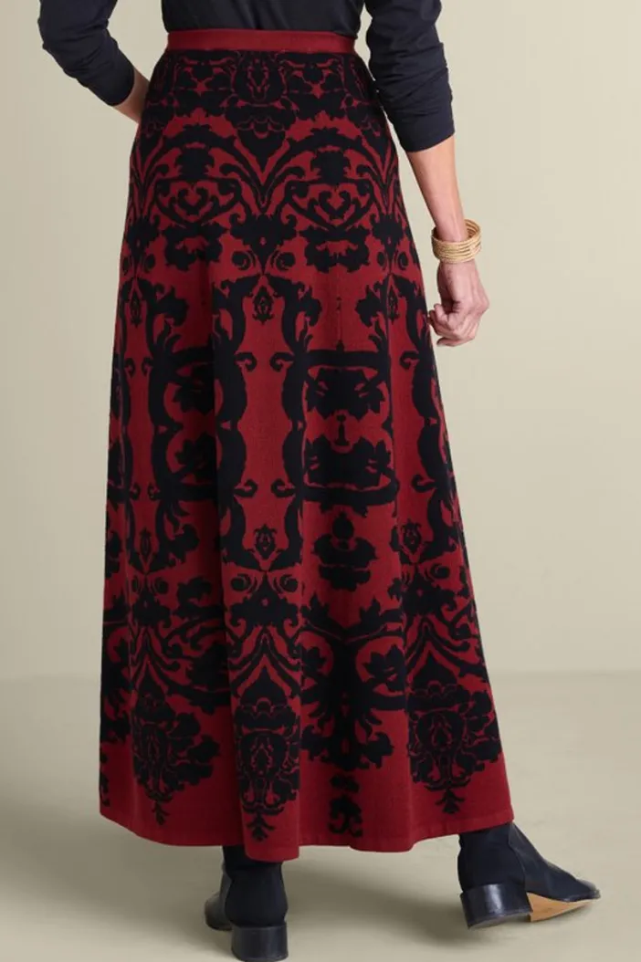 Soft Surroundings Skirts|Jacobean Sweater Skirt RedBaroque