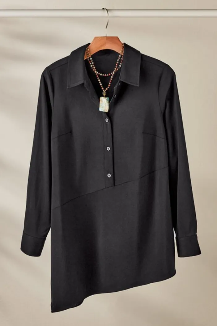 Soft Surroundings Tops|Jeanne Asymmetrical Tunic Black