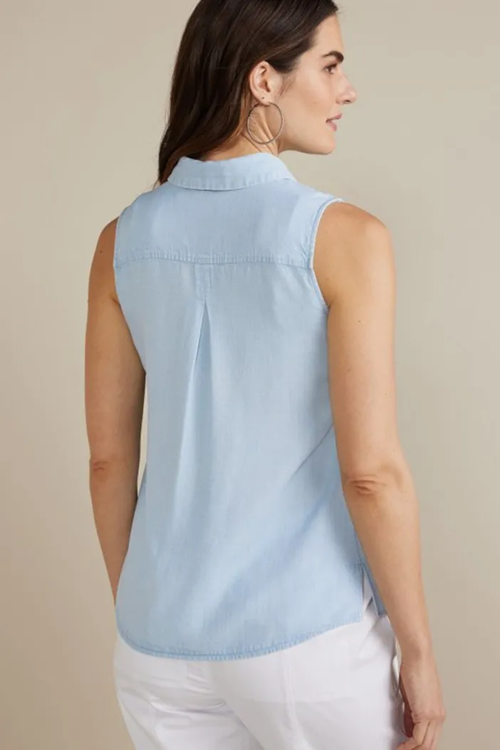 Soft Surroundings Tops|Jennifer Tencel™ Tank LightChambray