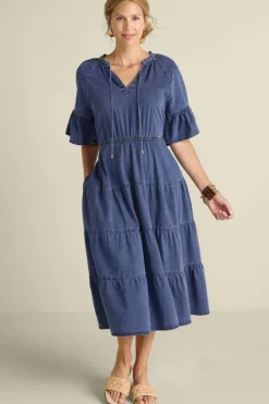 Soft Surroundings Dresses|Jessanne Tencel™ Midi Dress DarkMediumIndigo