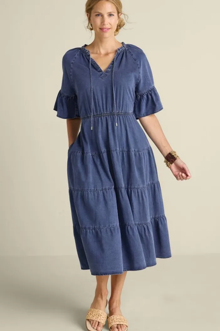 Soft Surroundings Dresses|Jessanne Tencel™ Midi Dress DarkMediumIndigo