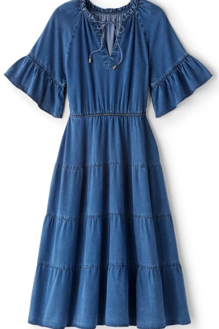 Soft Surroundings Dresses|Jessanne Tencel™ Midi Dress DarkMediumIndigo