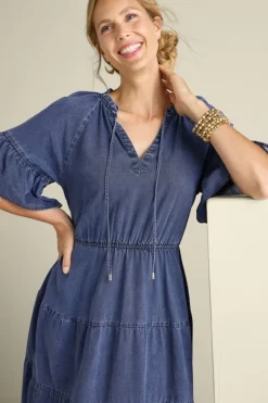 Soft Surroundings Dresses|Jessanne Tencel™ Midi Dress DarkMediumIndigo